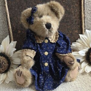 Boyds Bears Plush with Blue and Tan Dress